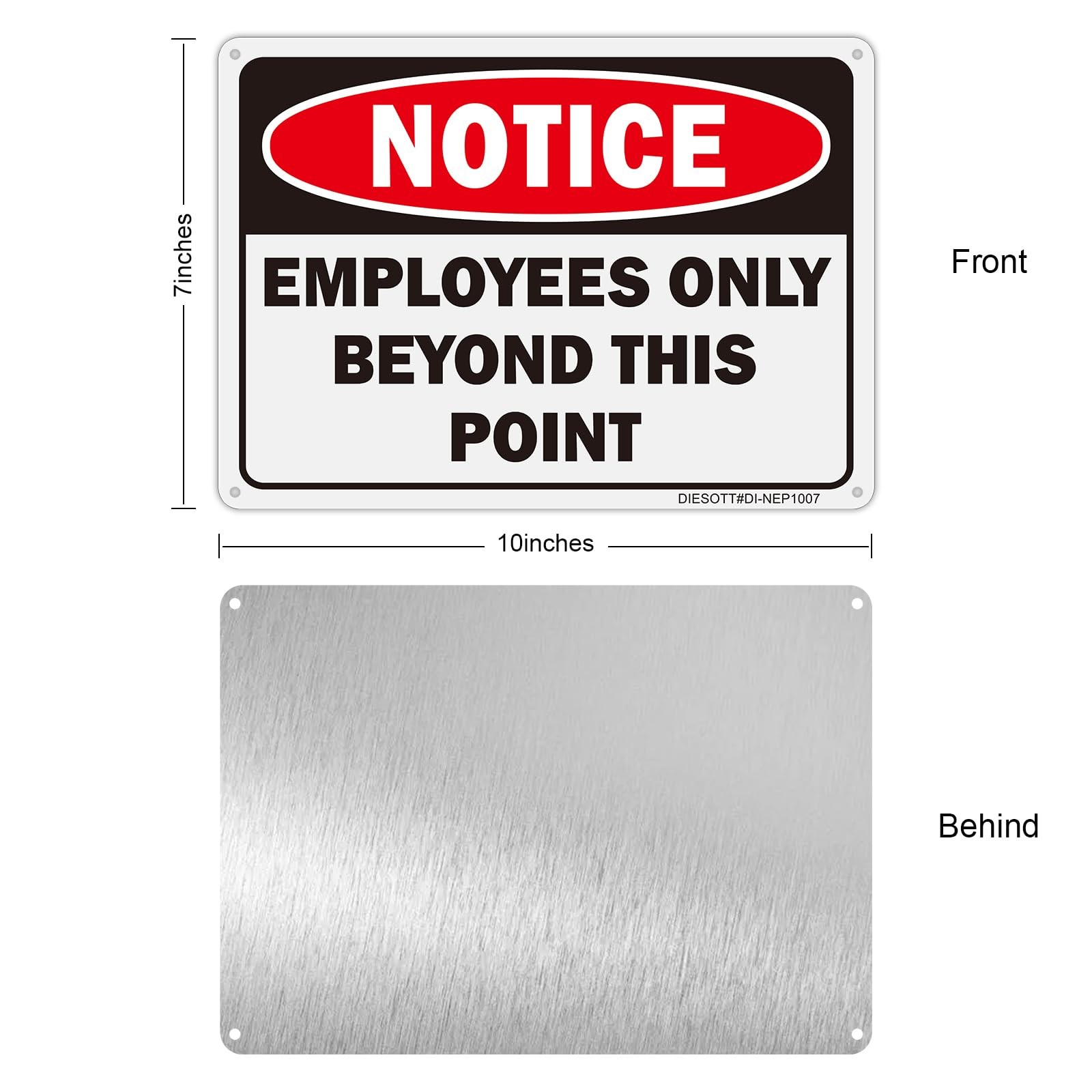 4 Pack Employees Only Beyond This Point Signs, 10×7 inches Aluminum Notice- E…