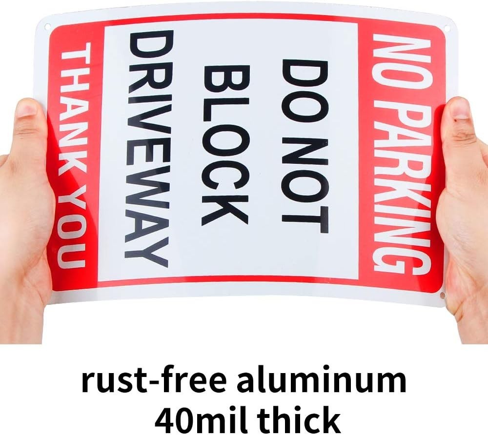 3 Pack No Parking Do Not Block Driveway Sign 10″x 7″ .04″ Aluminum Reflective…