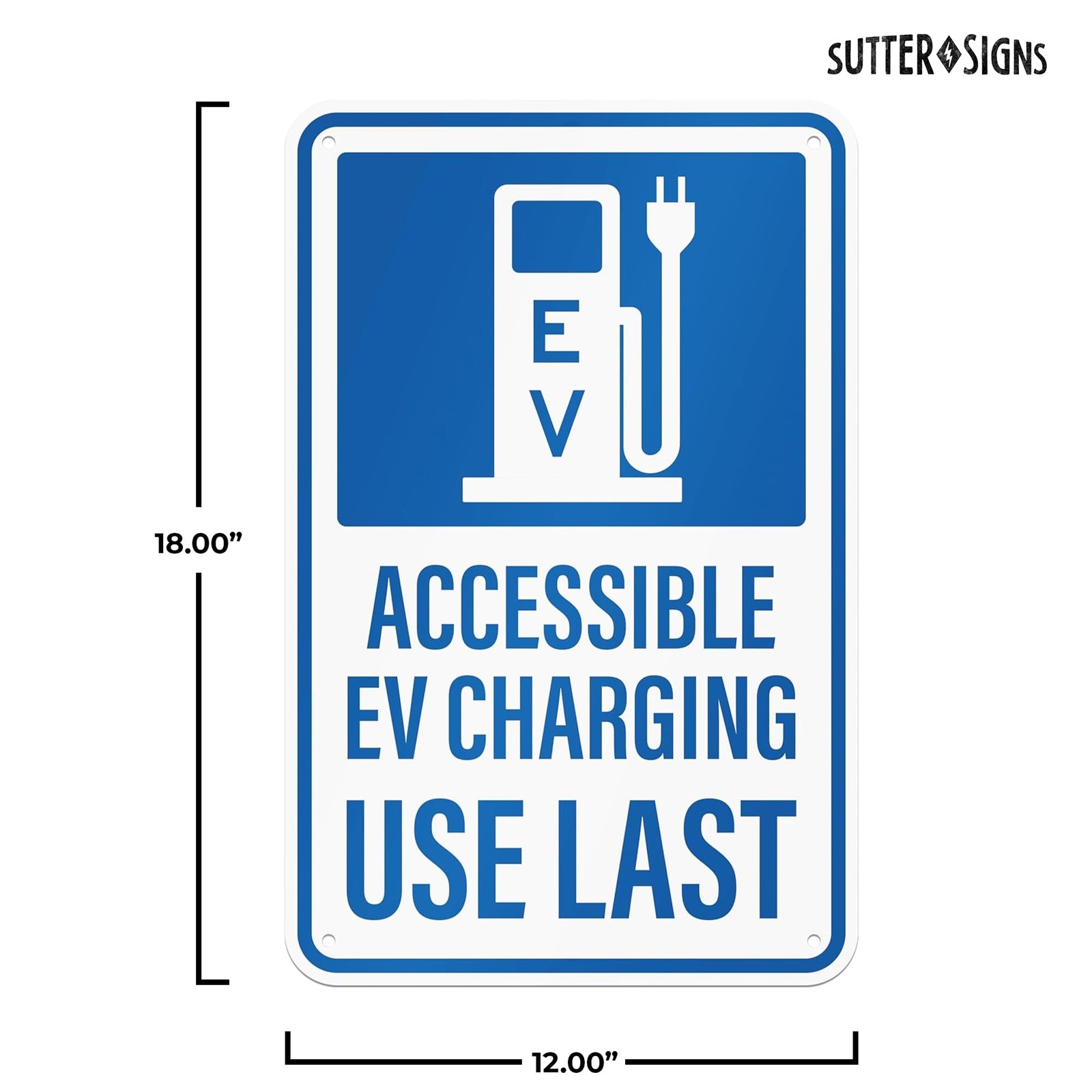 Accessible Electric Vehicle Charging Sign Aluminum EV Parking 12×18 Inch