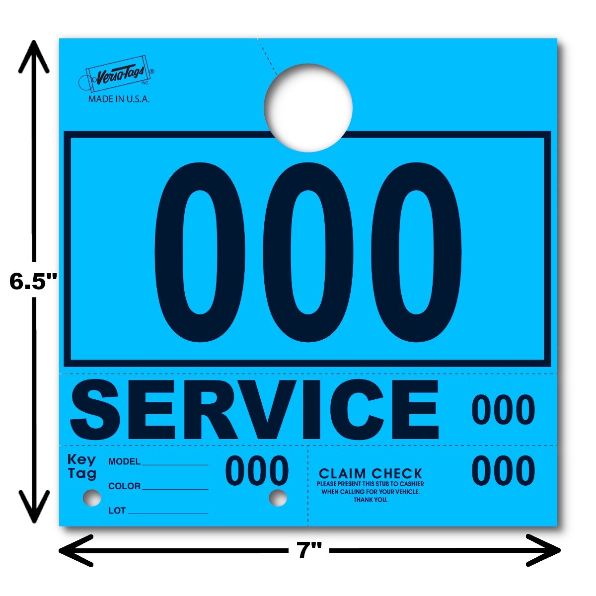 Blue Service Department Hang Tags Window Tag 1000 Per Box