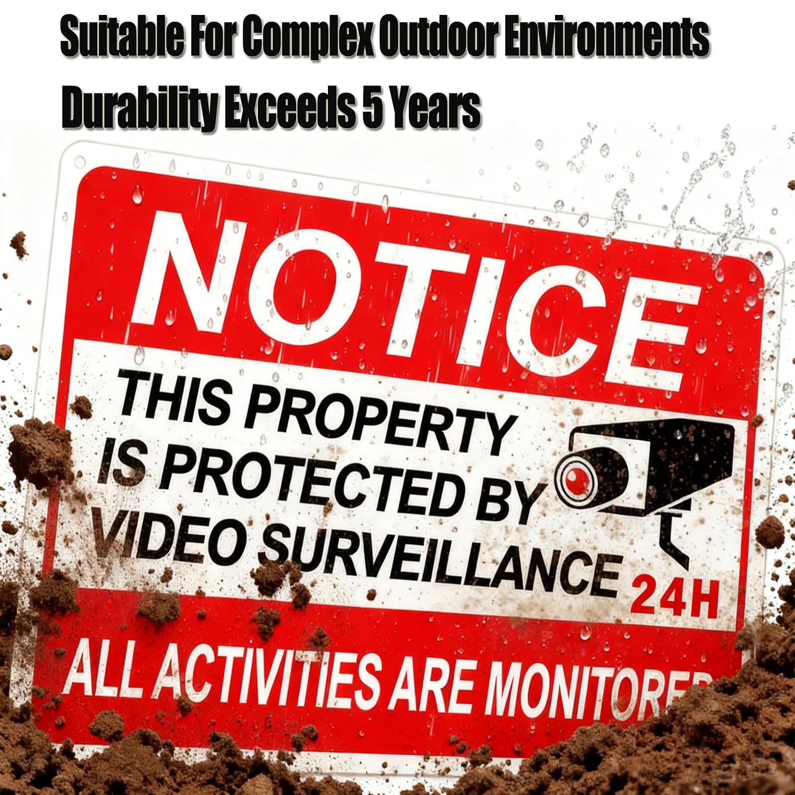10×7 Inch .040 Aluminum Reflective Home Video Surveillance Security Sign 4 PCS