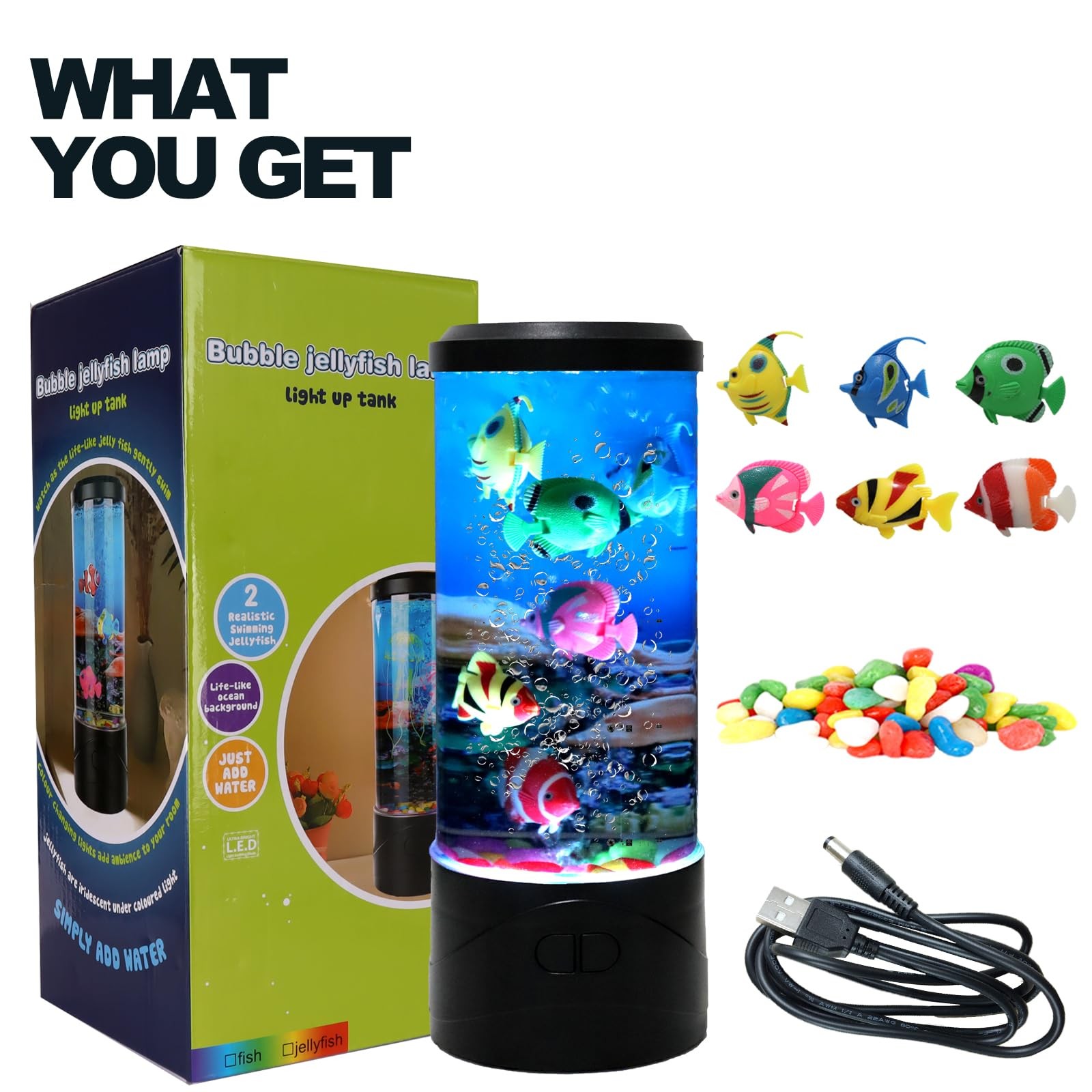 YPCOO Mini Bubble Fish Lamp,Fake Tank Aquarium Lamp,Multi-Color Circle
