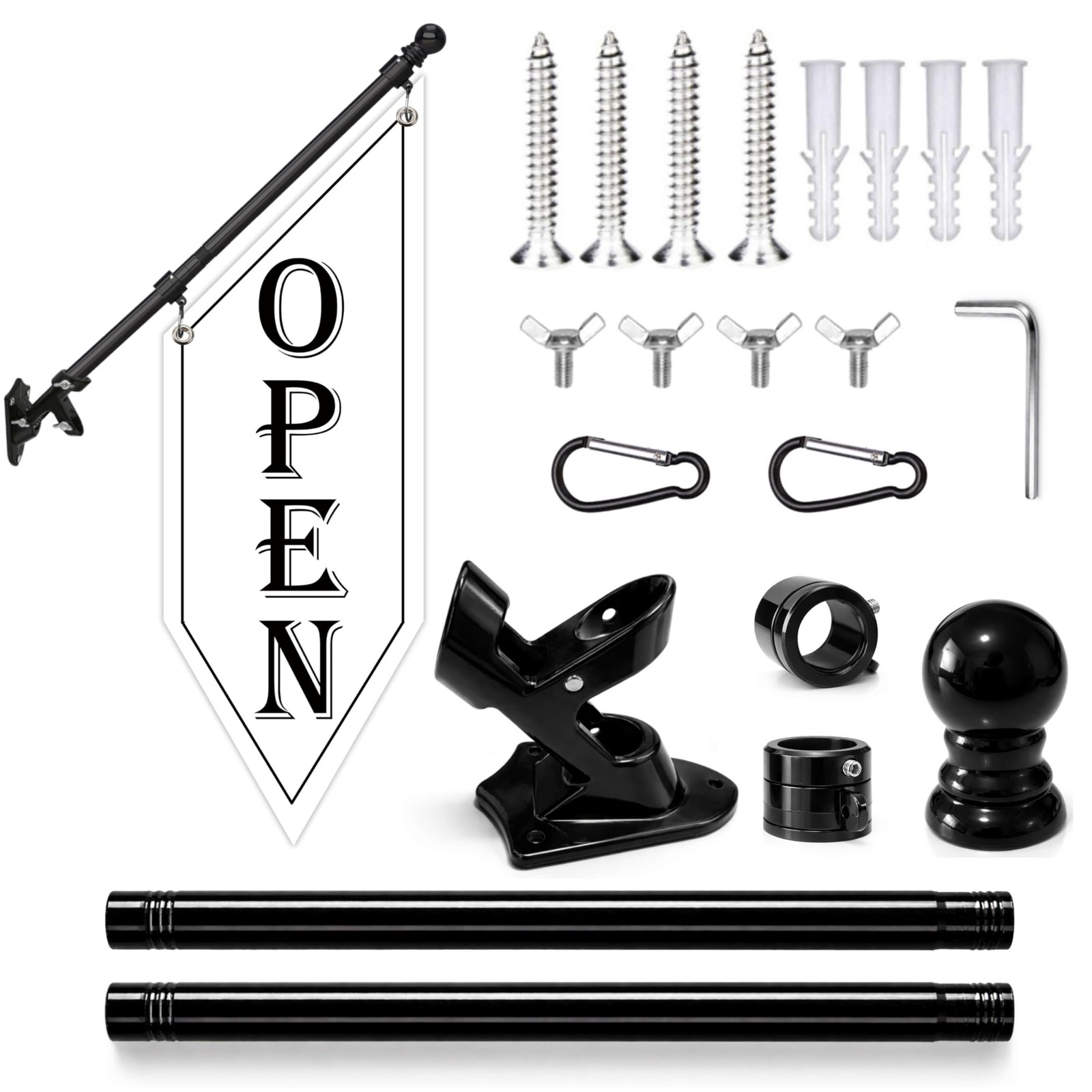 OPEN Flag with Pole Kit, DoubleSided Heavy Duty Hanging Banner Sign with Meta…