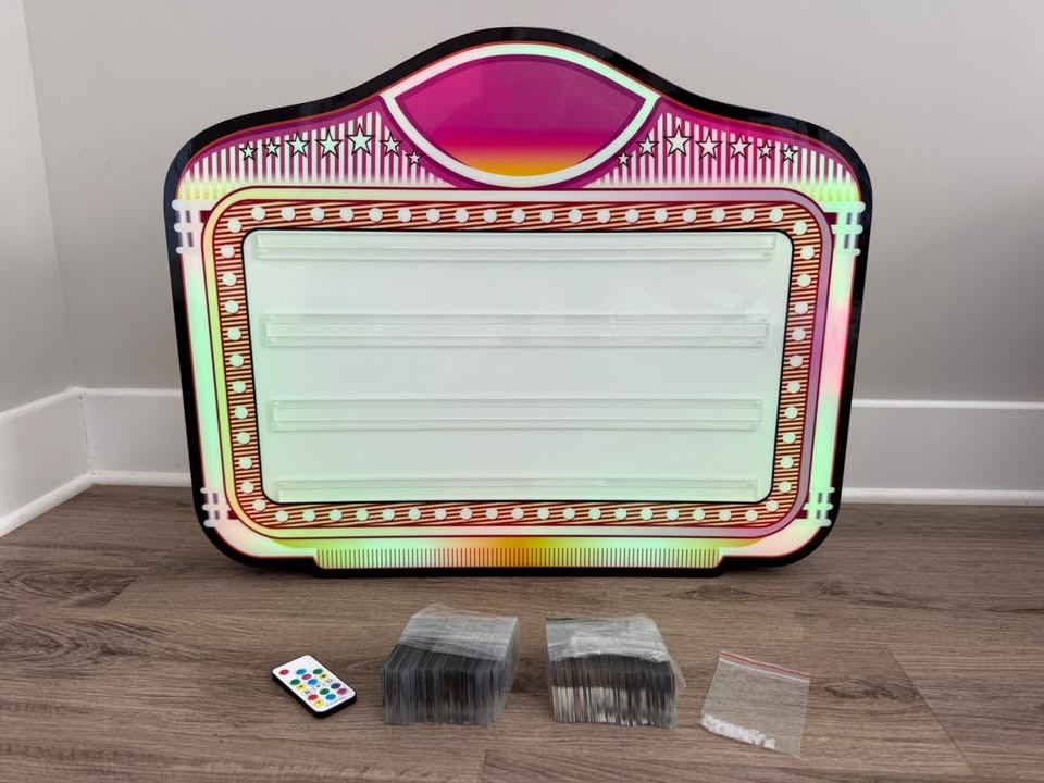 LED Bottle Service Sign with Color Lights and Letter/Number Kit for Events