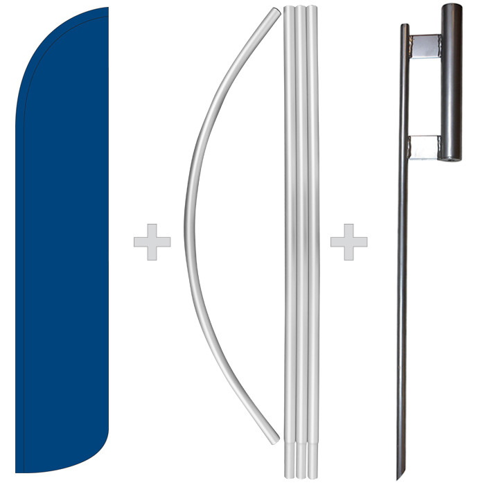 Solid Blue 15′ Tall Windless Swooper Feather Banner Flag & Pole Kit