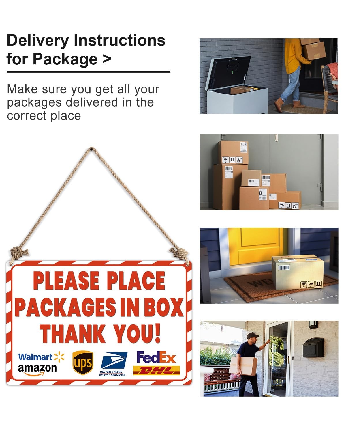 8×12 Inch Rust-Free Aluminum Package Delivery Sign for Outdoor Use – Please P…