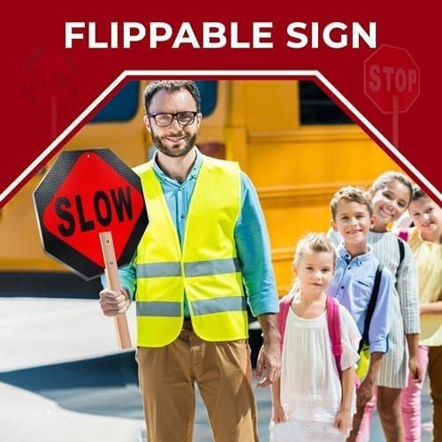 Double-Sided Stop Slow Signs with High Visibility for Traffic Control – 12×12