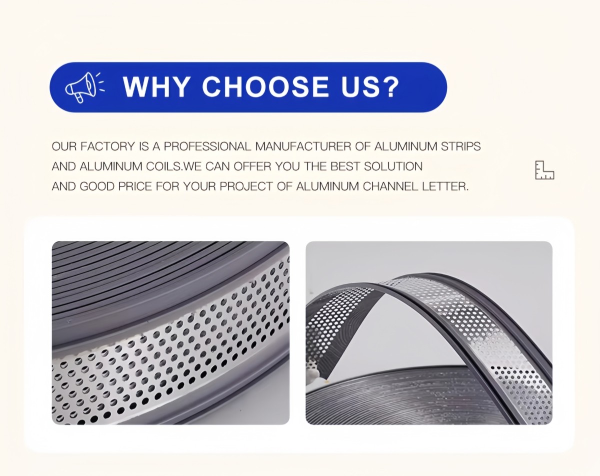 108ft Aluminum Coils for Channel Letter w/ Perforated Punching Trim Cap w/ Edge