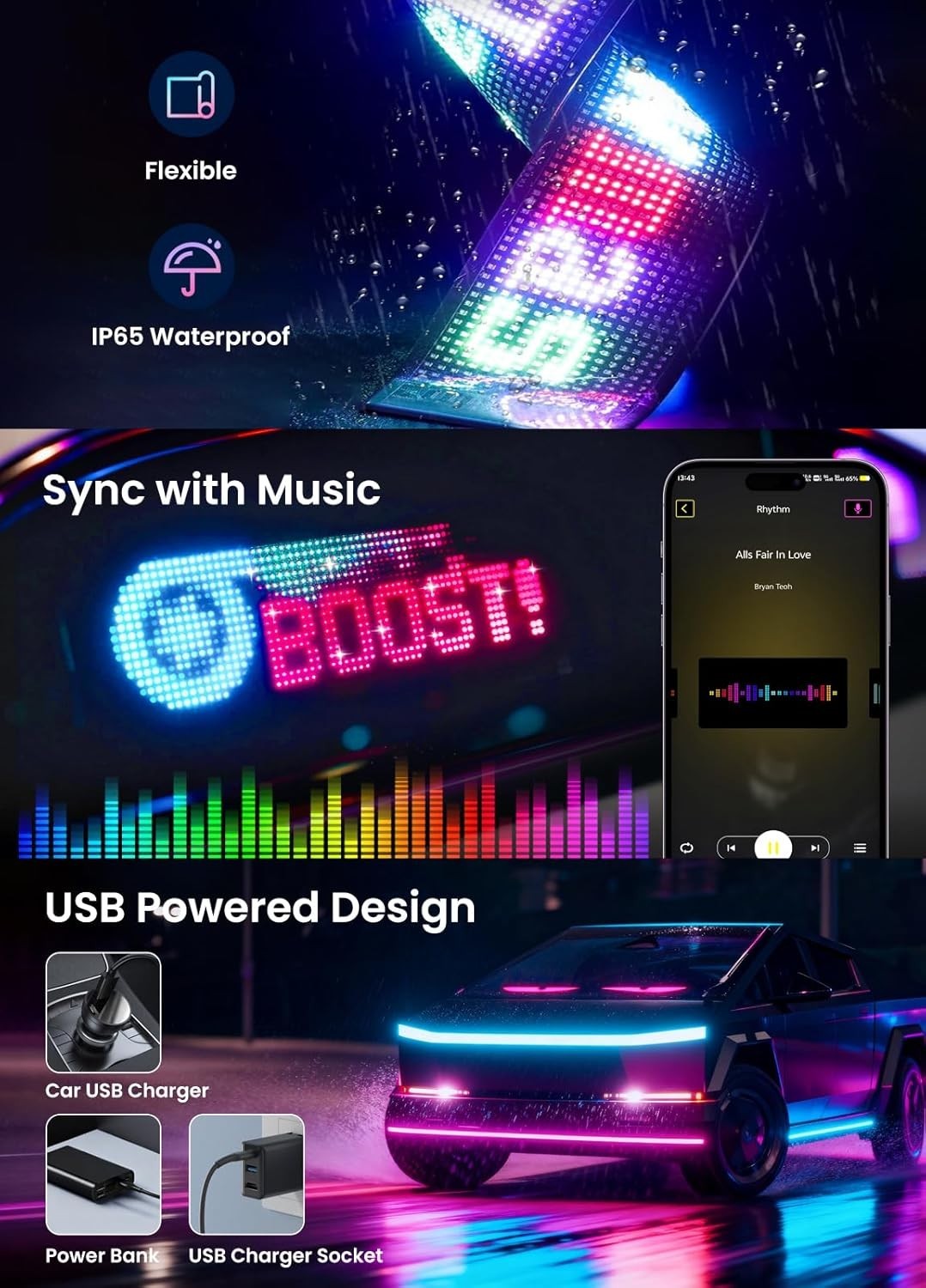 Vibrant Multi-Color LED Matrix Display for Bar & Store | APP & Remote Controlled