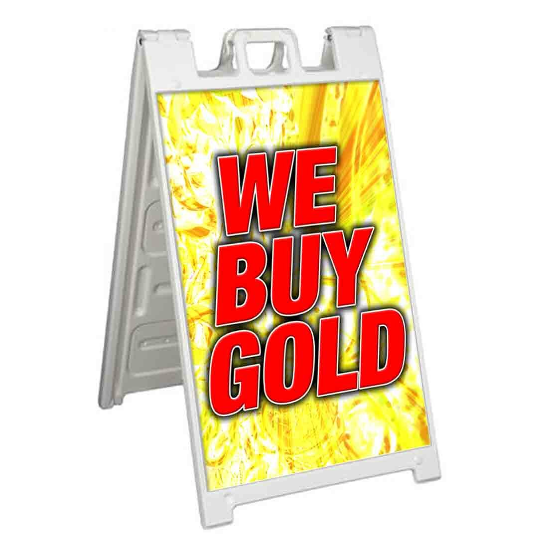 WE BUY GOLD Signicade 24×36 Aframe Sidewalk Sign Banner Decal PAWN SILVER
