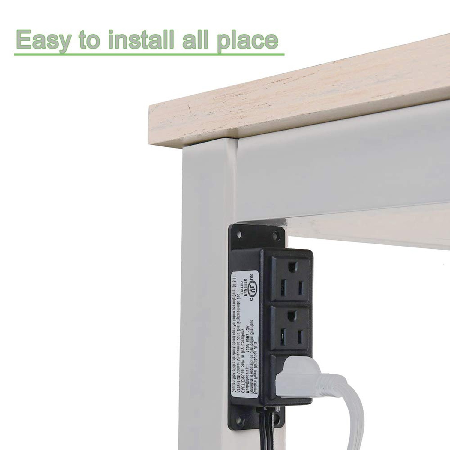 Surface Mounted Power Strip 3 AC Grounded Outlets Mountable Power Strip Socke…