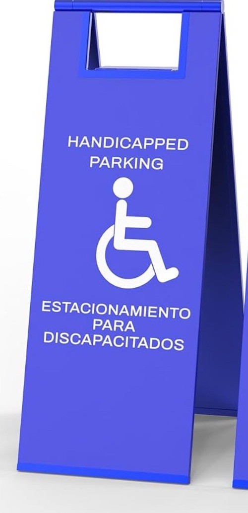 Stainless Steel Handicapped Parking Sign Portable Foldable Sign – 2Pack 24”x 8.6