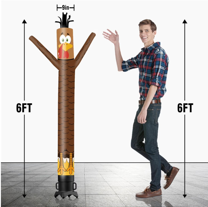 NEW 6 FT Thanksgiving Turkey Inflatable Tube Man (Blower Not Included)