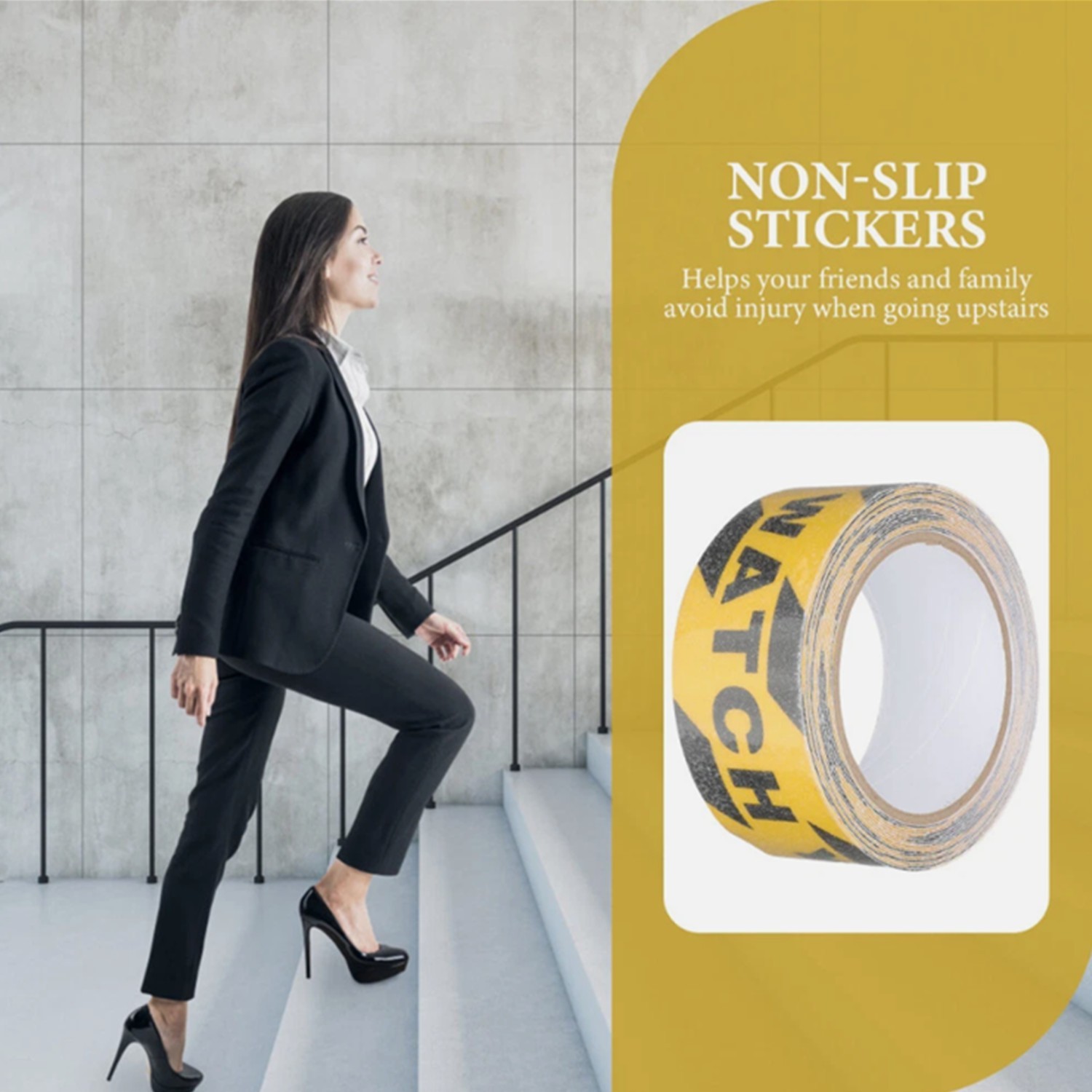 3 Pack Watch Your Step Sign Anti-slip Warning Sticker Adhesive Warning Tape Roll