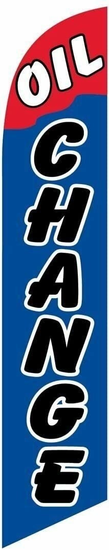 Oil Change Feather Banner Swooper Flag, Replacement Flag, Red and Blue Theme