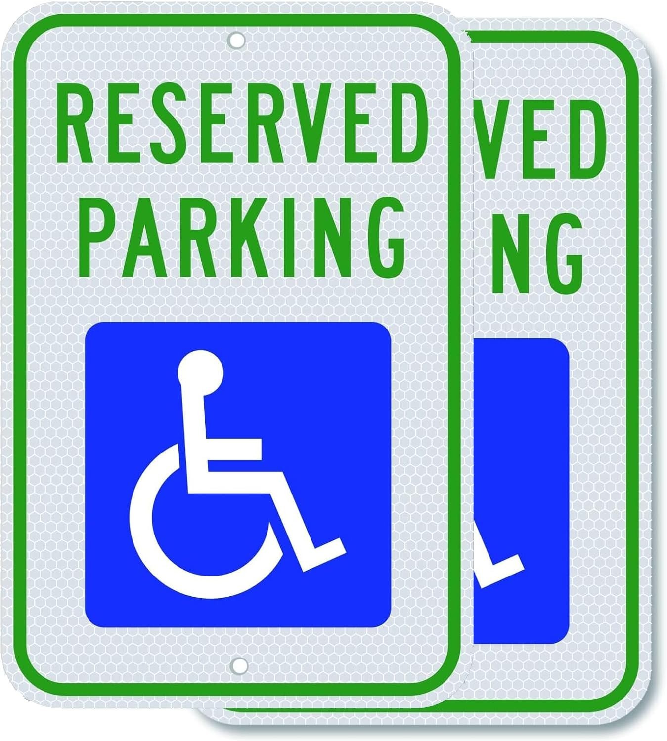2pcs Aluminum Handicap Sign – Reflective Blue, 18x12in