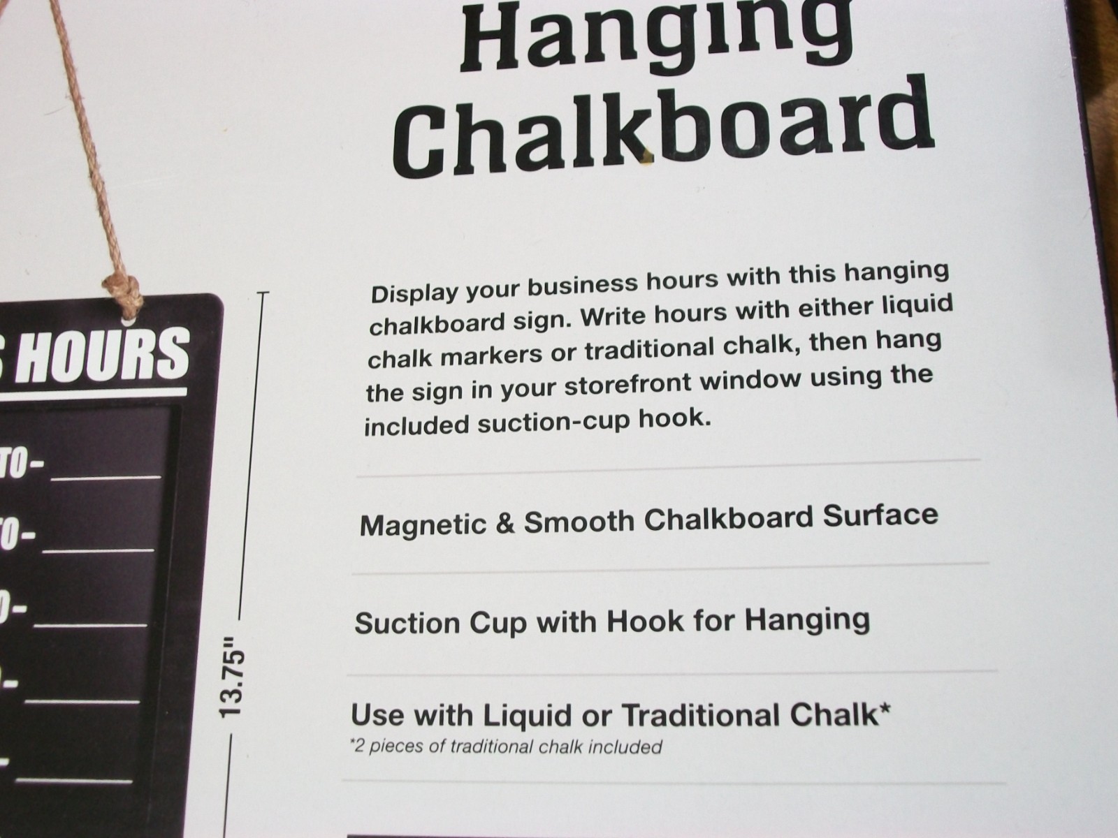 Excello Global Products HD0311AS Business Hours CHALKBOARD SHOP SIGN NIB 10 X 13
