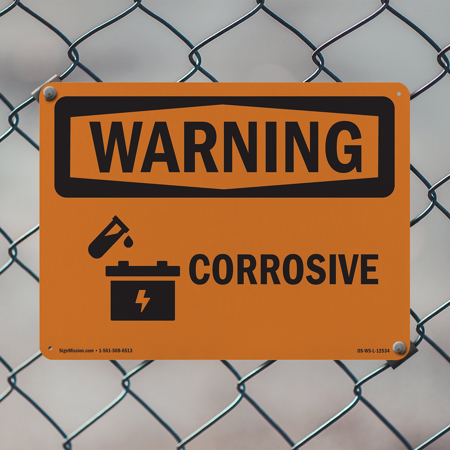 Corrosive OSHA WARNING Sign Metal, Plastic, Or Decal – 5 or 10 Pack
