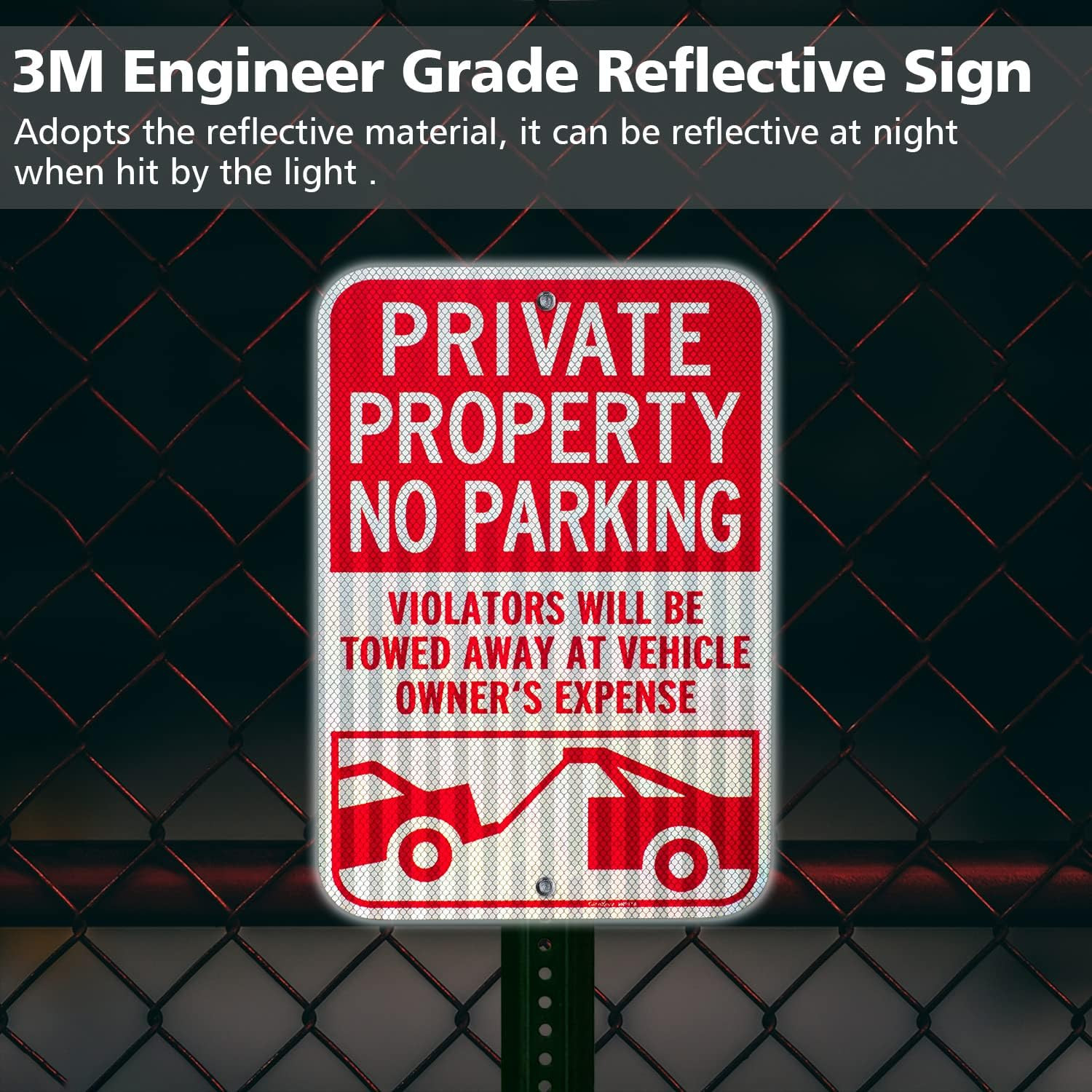 Private Property No Parking Signs – 2 Pack, Reflective Aluminum, 18×12 Inches