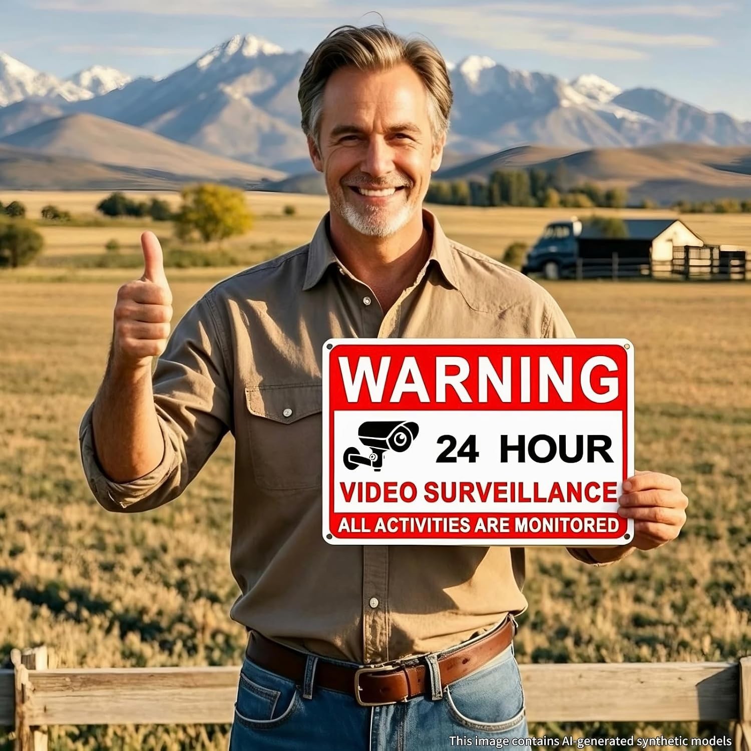 4 Pack Video Surveillance Signs 24 Hour Camera Warning Metal 8×12 Inch
