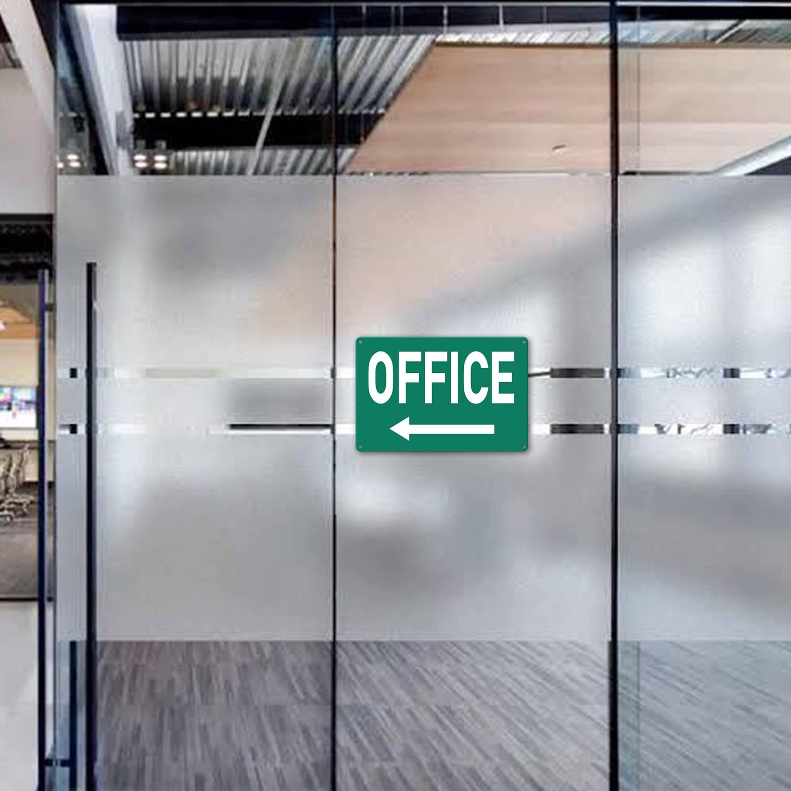 Custom Metal Office Sign for Doors – ‘Meeting’ with Left Arrow – 8 x 12 In