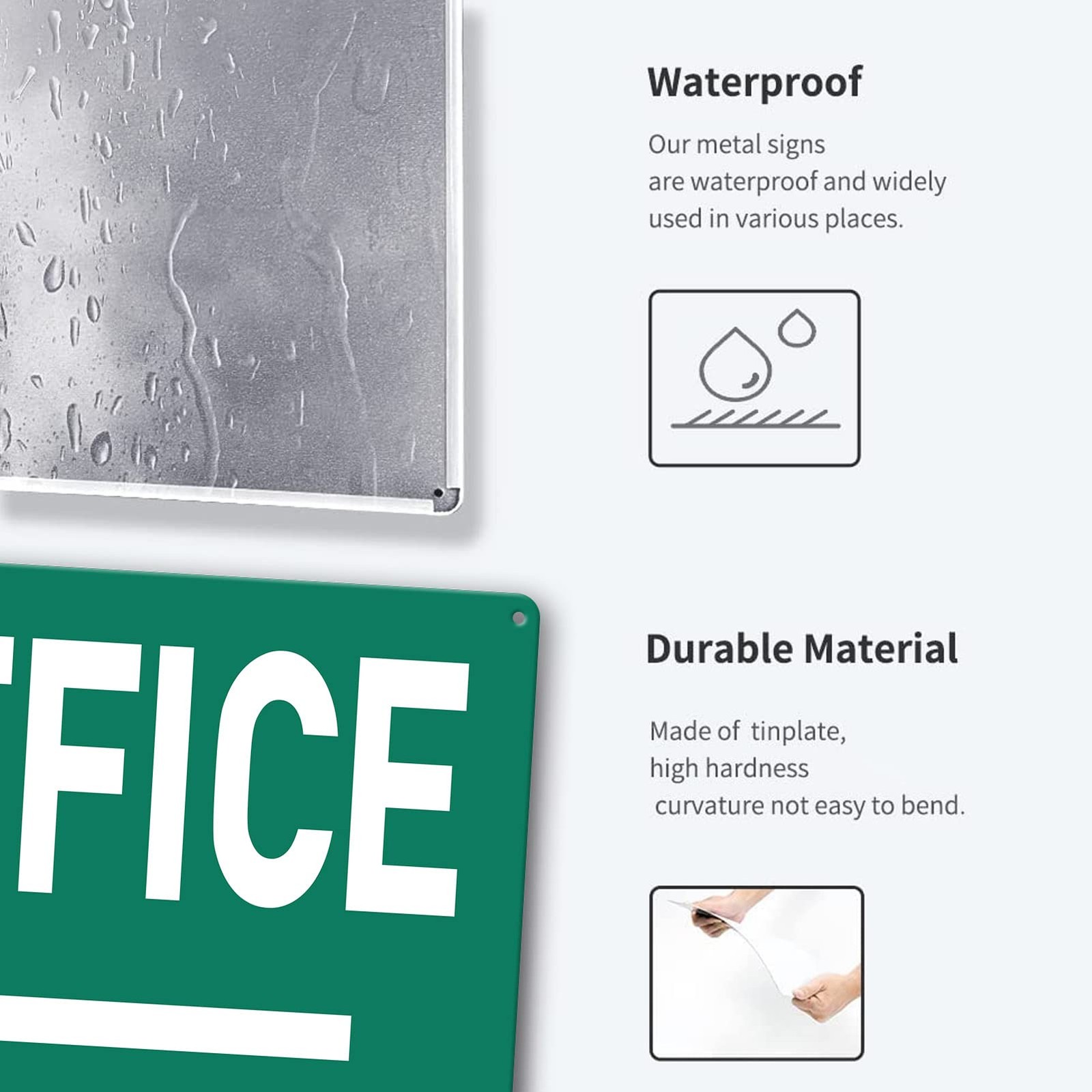Custom Metal Office Sign for Doors – ‘Meeting’ with Left Arrow – 8 x 12 In