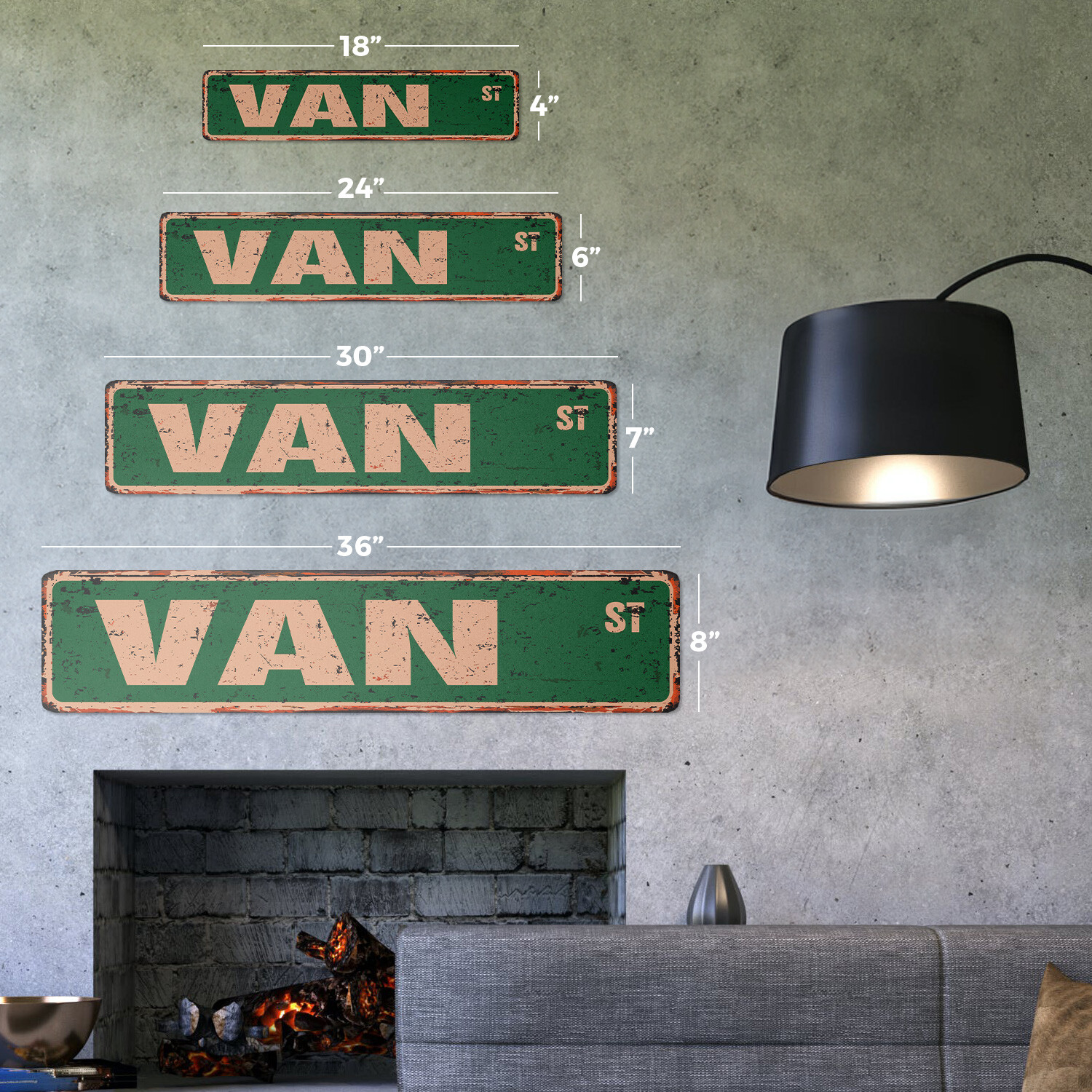 VAN Vintage Street Sign Childrens Name Room Metal Sign