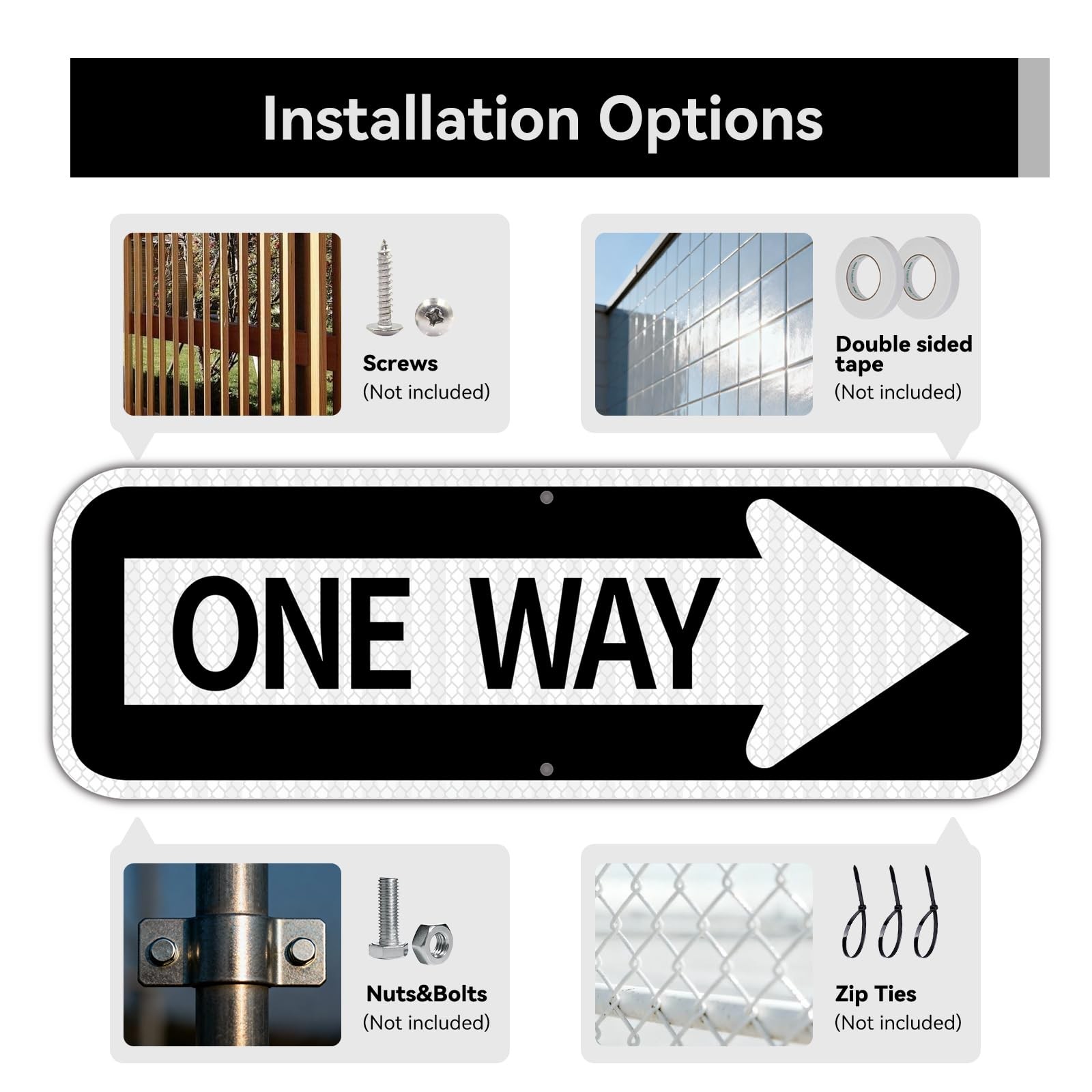 One Way Left Arrow Traffic Sign – 18″x6″ Engineer Grade Prismatic Reflective …