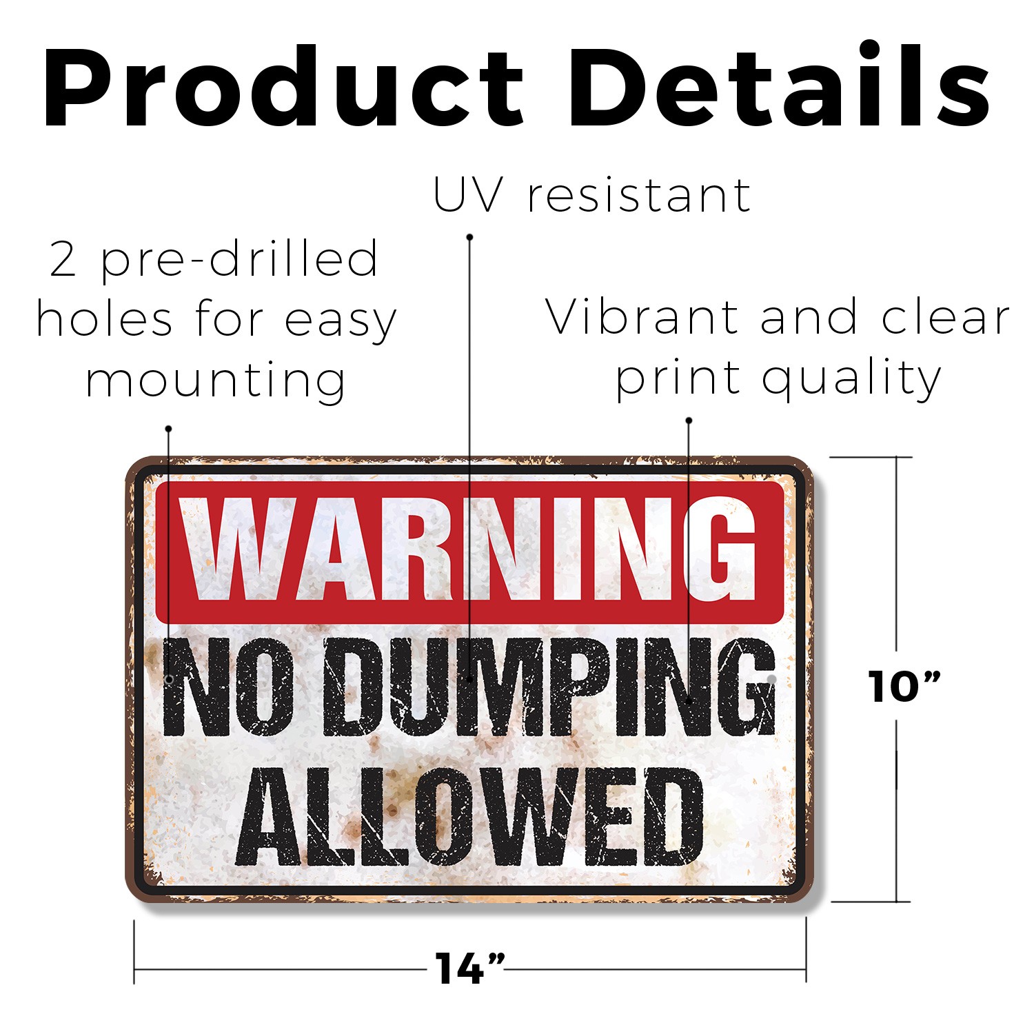 Warning No Dumping Allowed Vintage Style Sign Take It Elsewhere Please Perfect