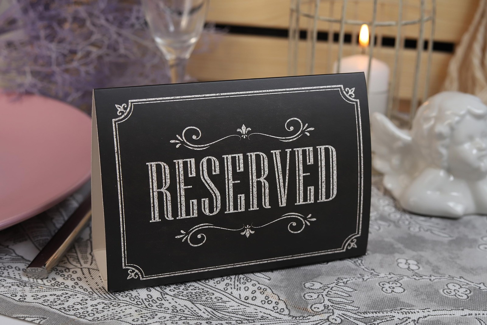 20 PCS Black Chalkboard Rustic Reserved Table Sign Tent Cards Event Decor