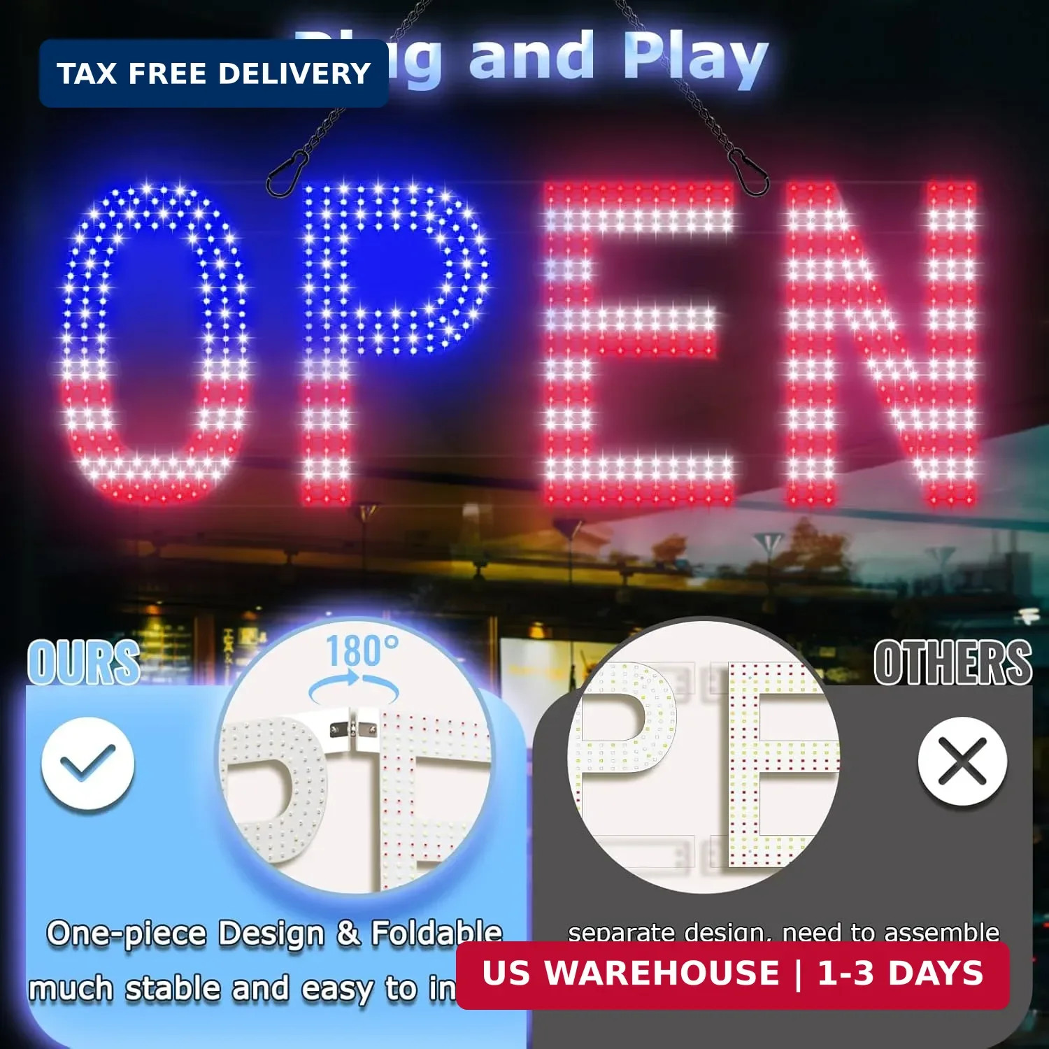LED Open Signs for Business, exTopGoal 30″x10″ Large Bright Open Sign with Remot