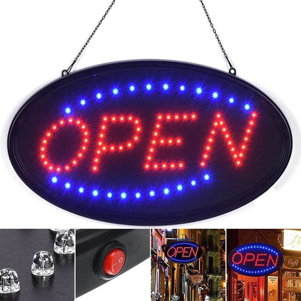 LED Open Sign 19in Neon Light Bright For Restaurant Bar Pub Store Shop Business