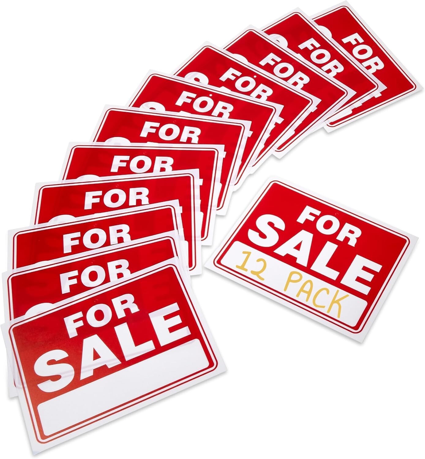 For Sale Signs – 12 Pack – 9 x 12 Inch Weatherproof & Rust Free