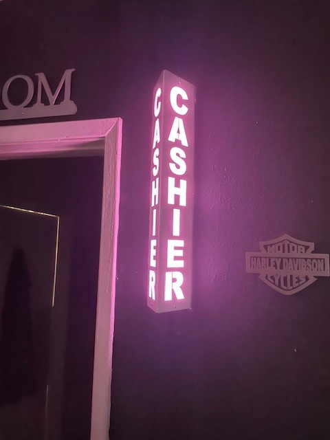 CASHIER Lighted LED Sign. 18 inch. Aluminum. 120V w/ Remote & Bluetooth.