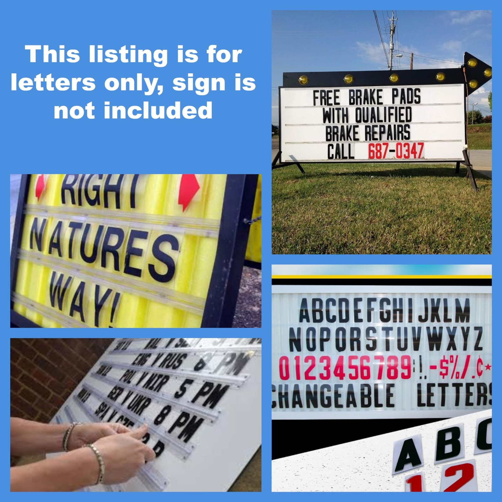 Changeable Outdoor Sign Flexible Letters – Block Style – 8″ on 9-7/8″ Black
