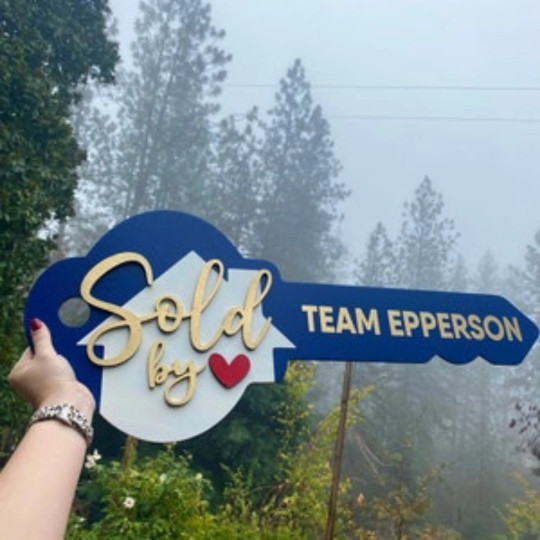 Blue Sold Key Sign for Realtors Prop Closing