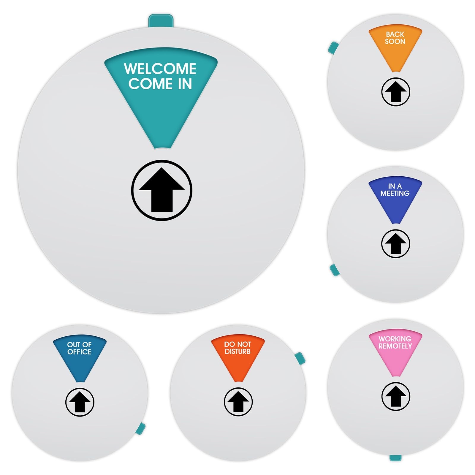Rotating Office Door Sign – Working Remotely, Out of Office, Do Not silver