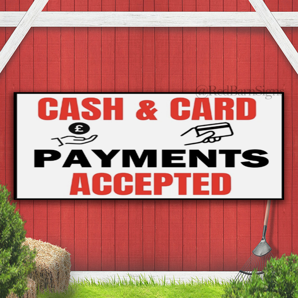 Cash Card Payment Accepted contactless Money business banner sign with grommets