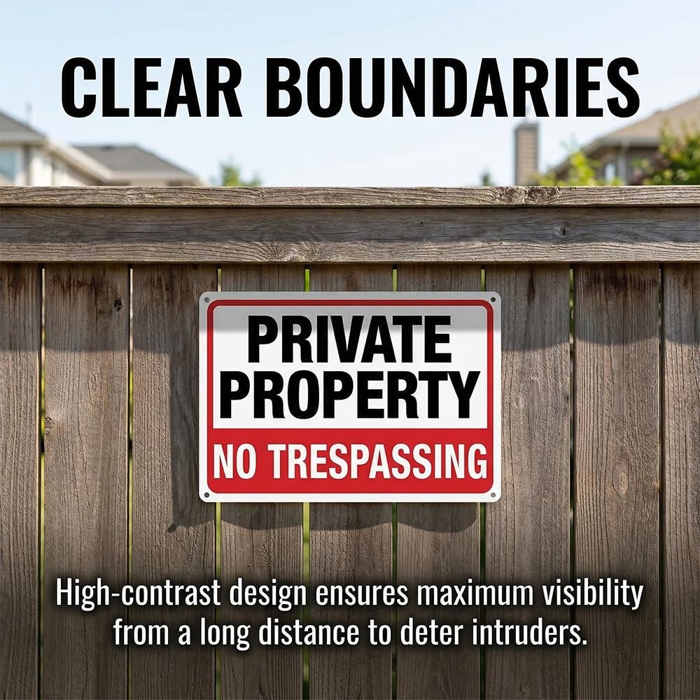 4Pack No Trespassing Signs Private Property Metal Sign 10 x 7 In Aluminum