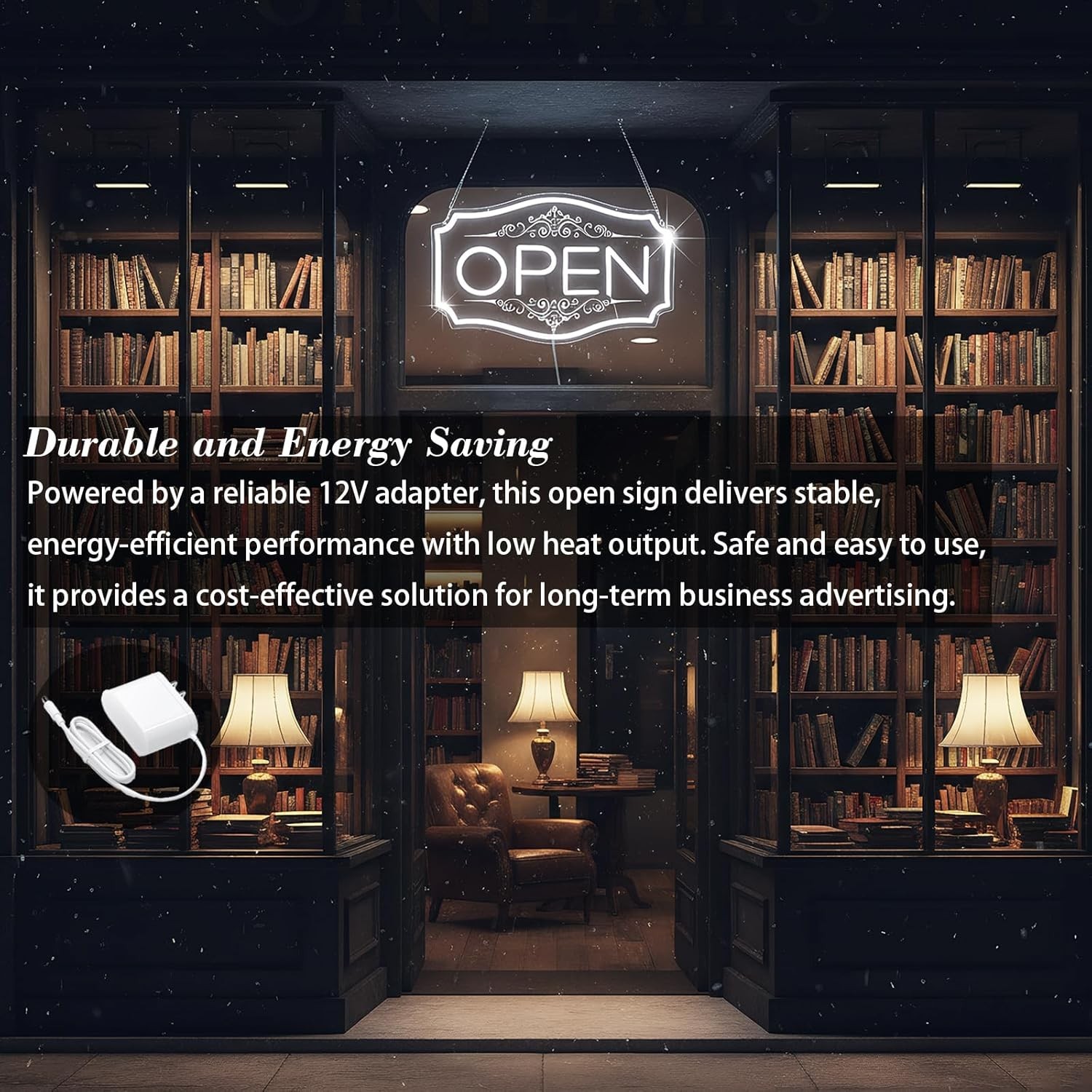 Open Sign for Business, LED Dimmable Neon Open Sign with 12V/2A Adapter, 16.5″ x