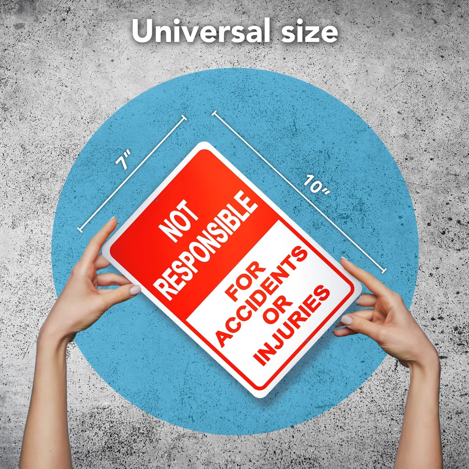 2-Pack Property Warning Sign: Not Responsible for Accidents or Injuries, 10″ x 7