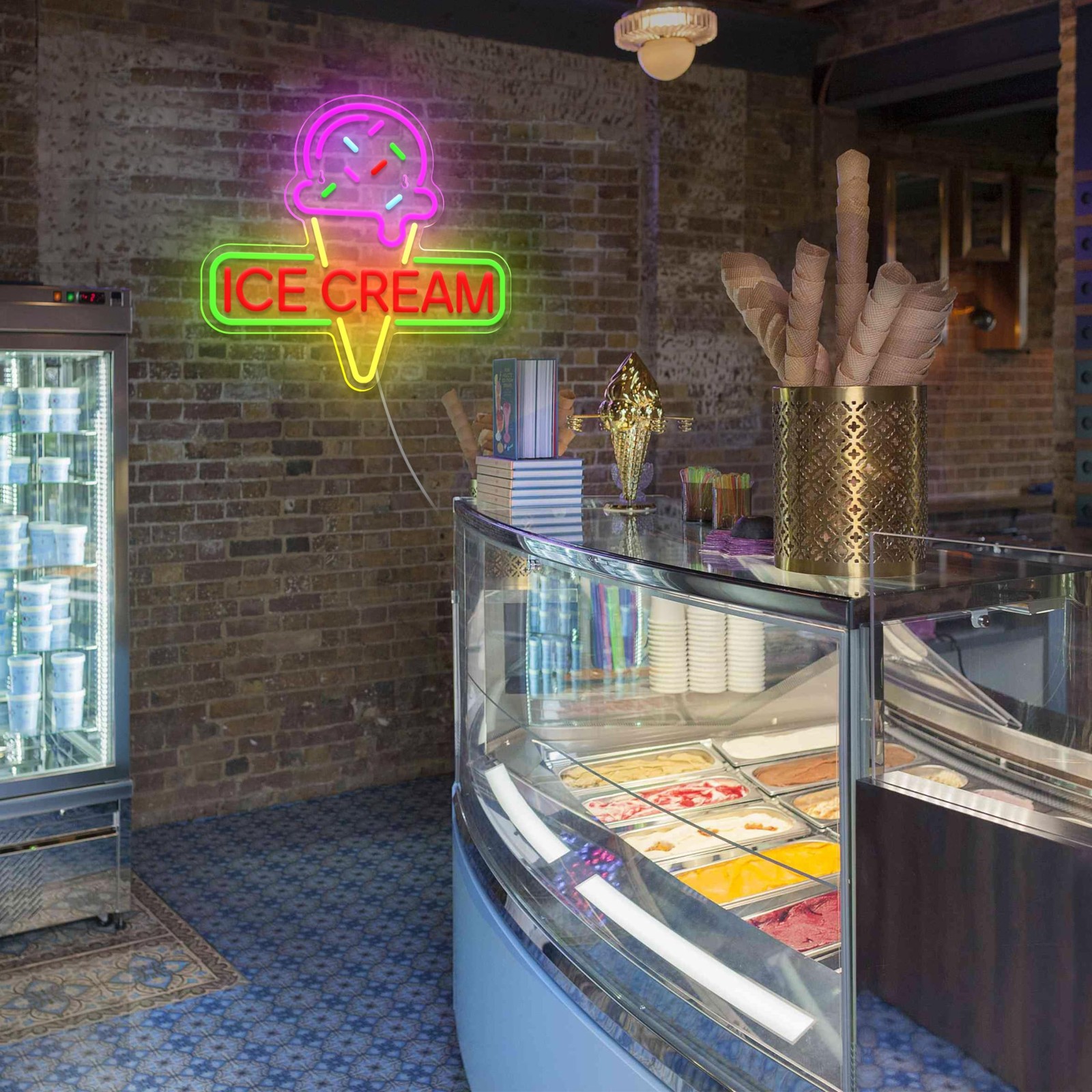 Ice Cream Neon Sign Light up Acrylic LED Lamp with USB Powered Ice Cream Lett…