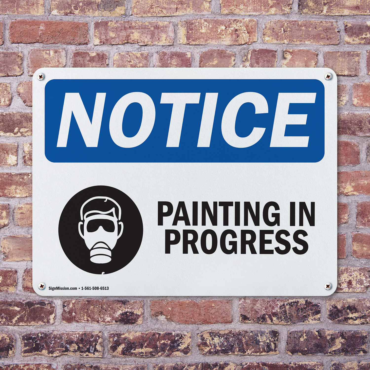 (2 Pack) Painting In Progress OSHA Notice Sign Decal Metal Plastic