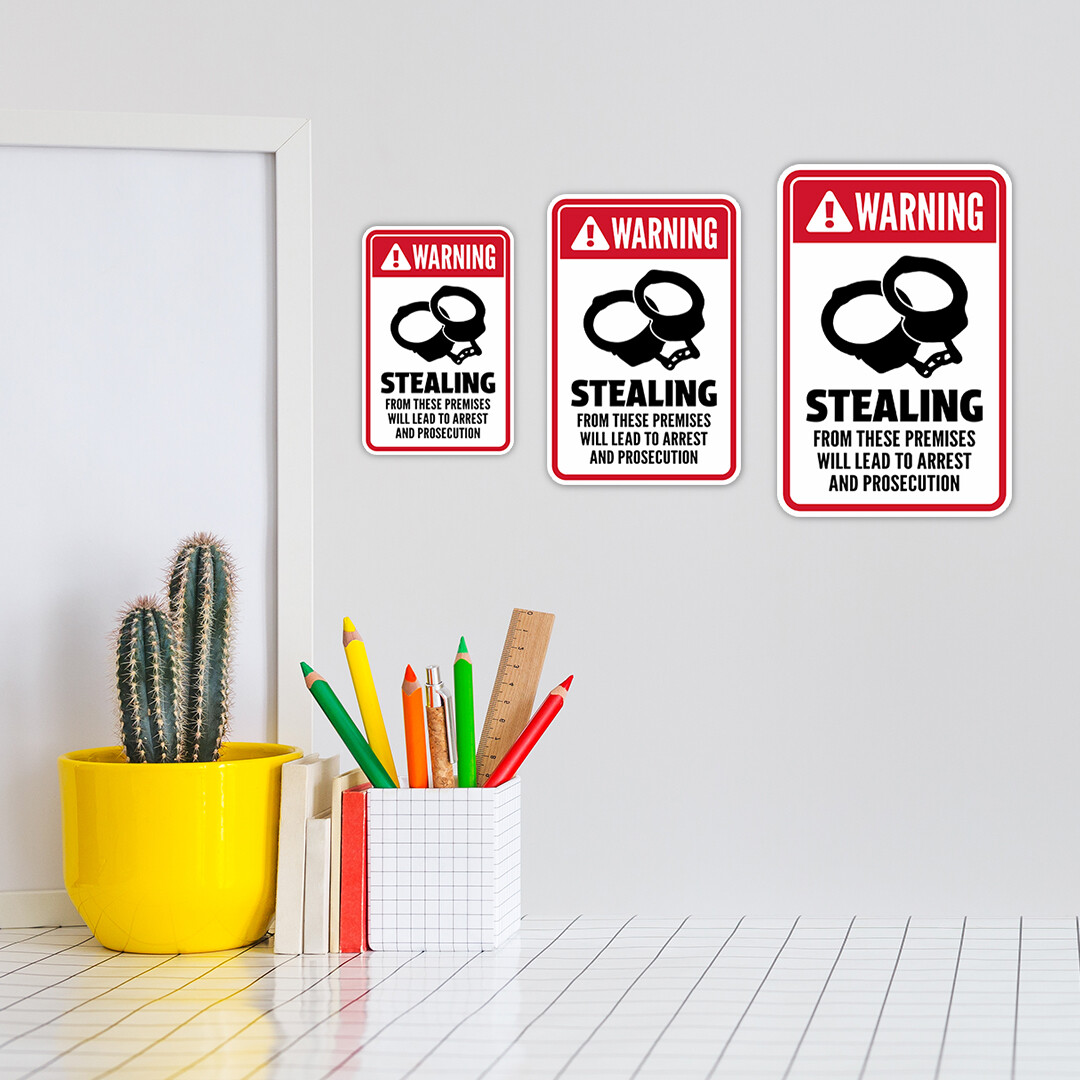 Portrait Round Plus Warning Stealing From These Premises Will Lead To Arrest…