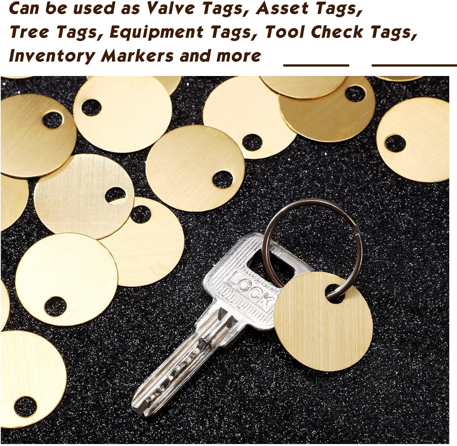 75 Pcs 1.50 Inch Solid Brass Tags for Stamping, Round Golden Blank Brass Tag wit