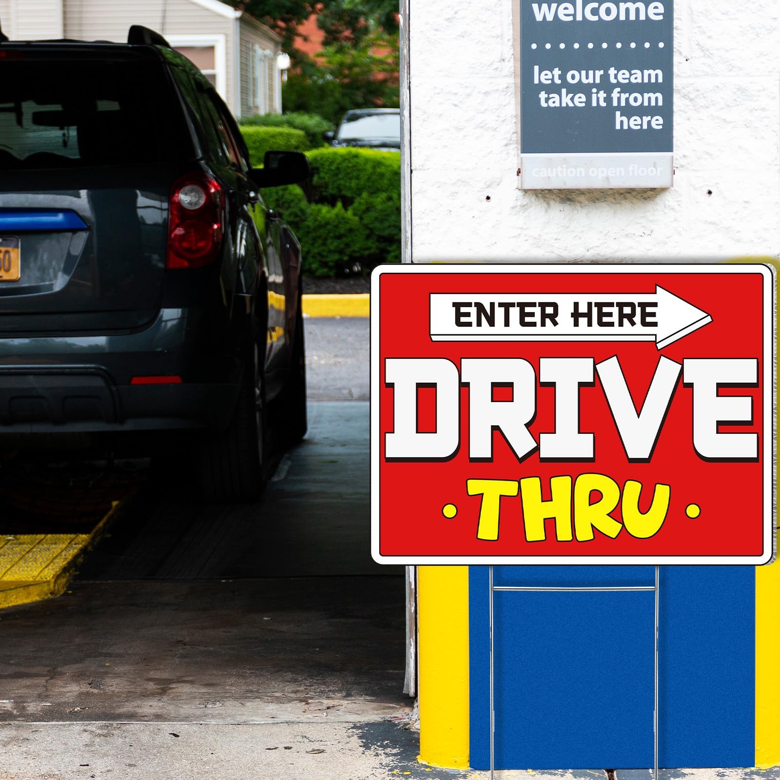 3 Pcs Drive Thru Arrow Enter Yard Sign 16 x 12 Inches Double-sided Red Drive …