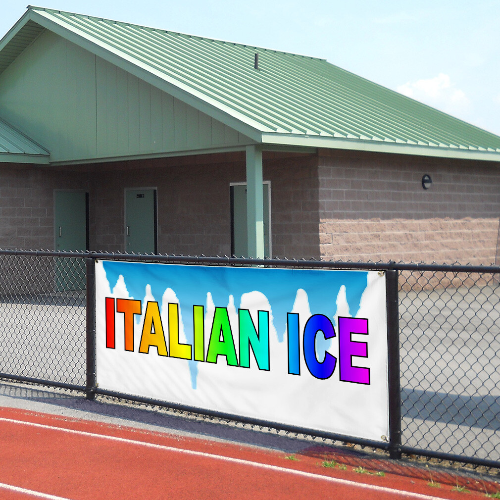 Vinyl Banner Multiple Sizes Italian Ice Food and Drink Restaurant and Food