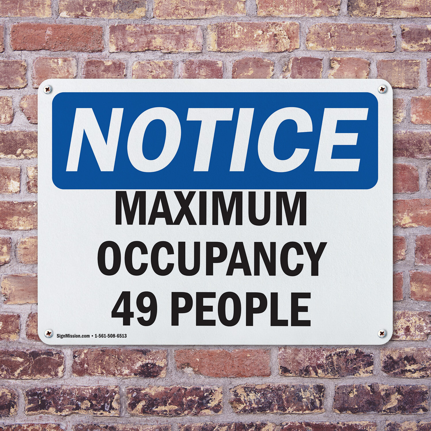 (2 Pack) Maximum Occupancy 49 People OSHA Notice Sign Decal Metal Plastic