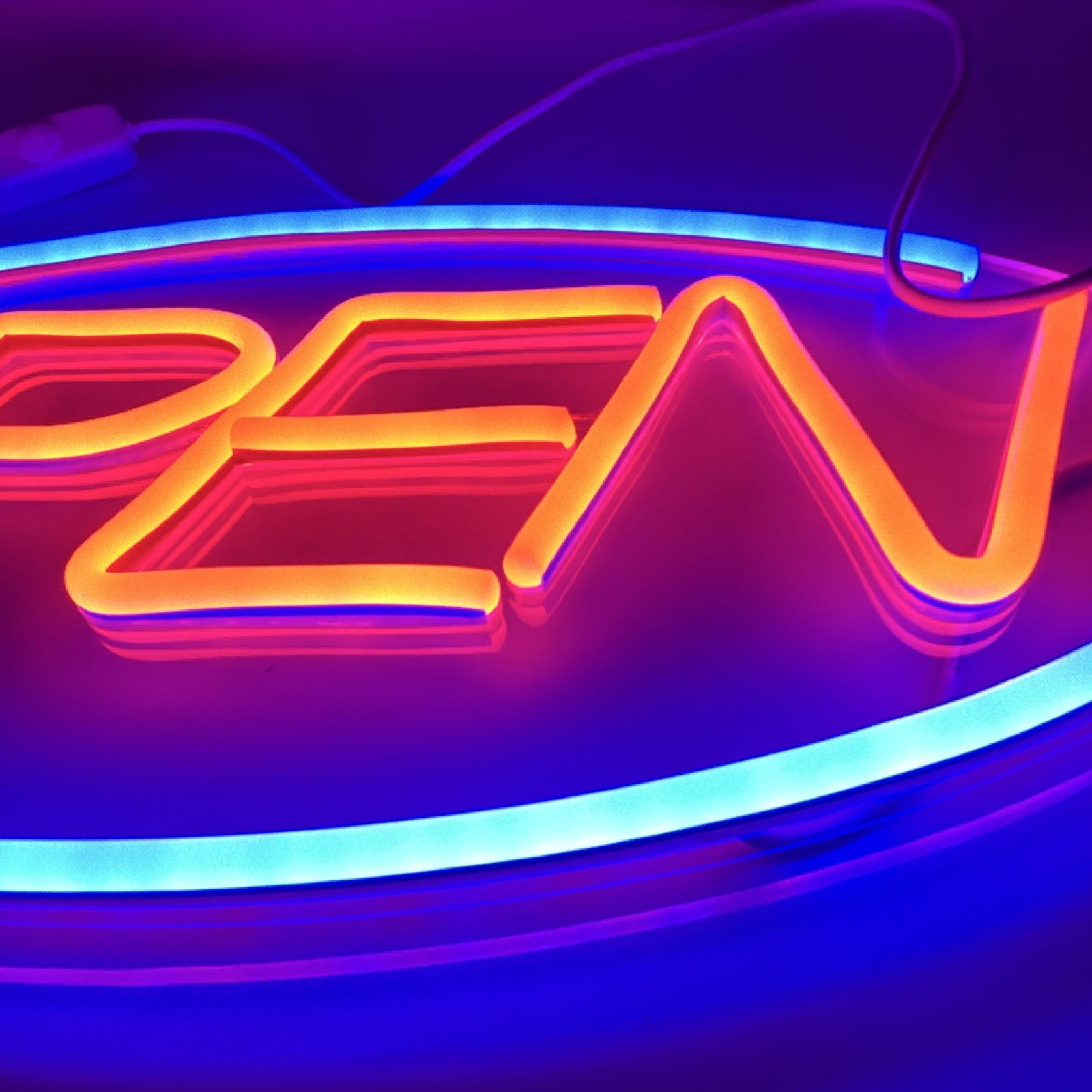 LED OPEN Illuminated Wall Mounted Multi-Color Retail Frame Sign Plastic