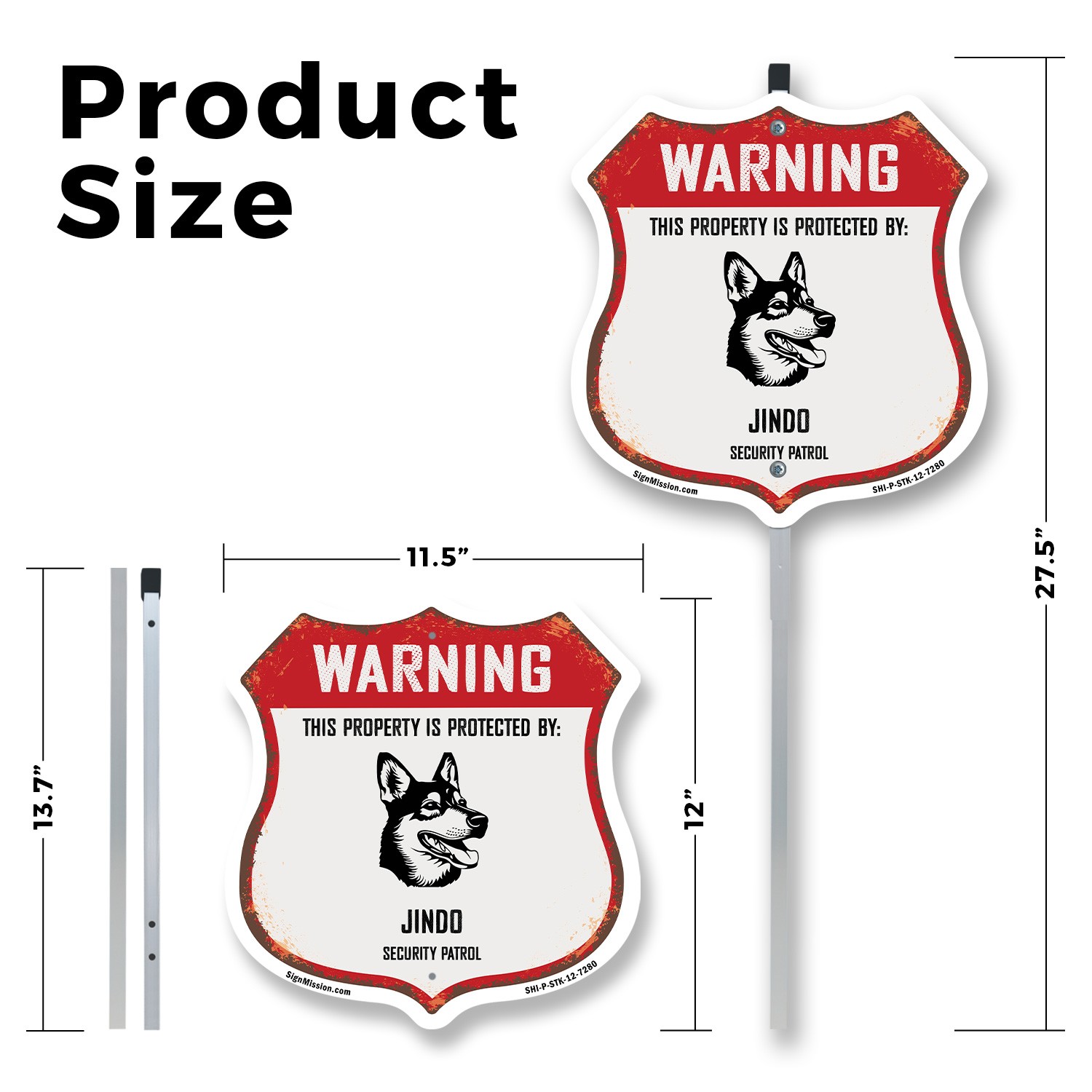 Warning This Property is Protected by Jindo Made in the Shield Sign With Stake